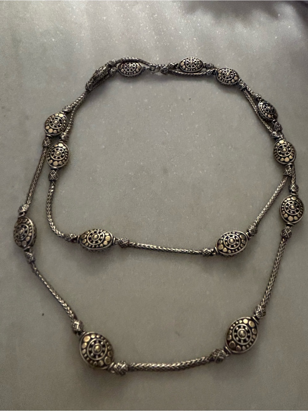 JOHN HARDY 925 Sterling Silver & 18K Gold Jaisalmer Dots Station Necklace 36"
